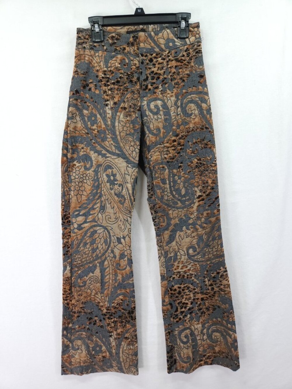Womyn Womens Size 6 Altered 24x26 Paisley Velvet Jacquard Straight Leg Pants - Picture 1 of 15